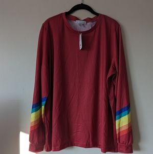 Luukse red rainbow stripes long sleeve shirt size 1x